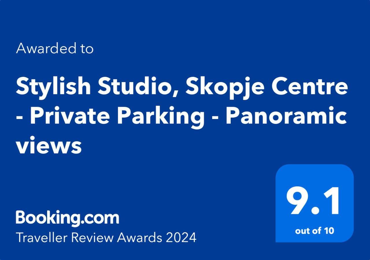 Stylish Studio, Skopje Centre - Private Parking - Panoramic Views Zewnętrze zdjęcie